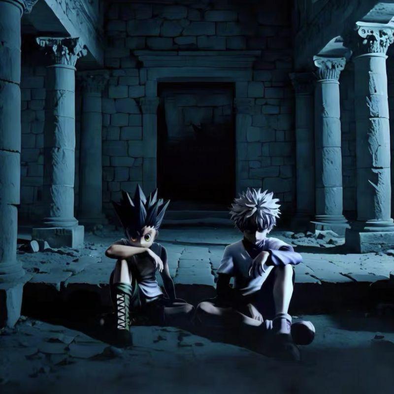 In Stock Full-Time Hunter Pg Gon Freecss And Killua Zaoldyeck Sitting Model Collect Ornaments Anime Action Figures Boy Gift Toys