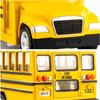 Gelbe Schulbus-Spielzeugautos aus Druckguss für Kinder, 5-Zoll-Rückziehauto mit zu öffnenden Türen und Gummireifen
