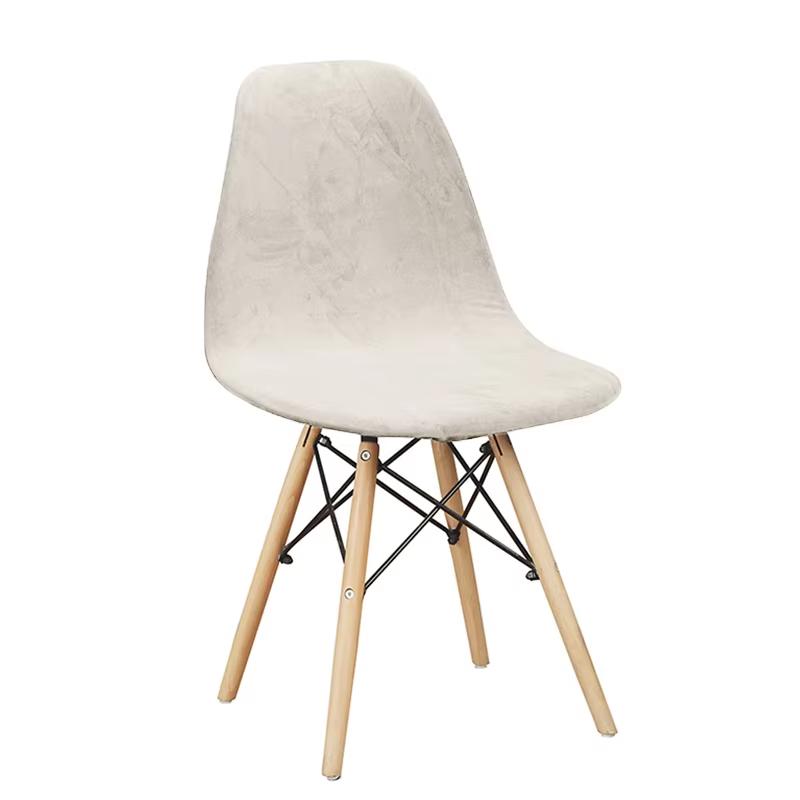 Чехол на стул из бархатной ракушки однотонный эластичный безрукавный чехол на стул эластичный для обеденного сиденья для дома отеля вечеринки банкета свадьбы 1 Piece слоновая кость 2623₽