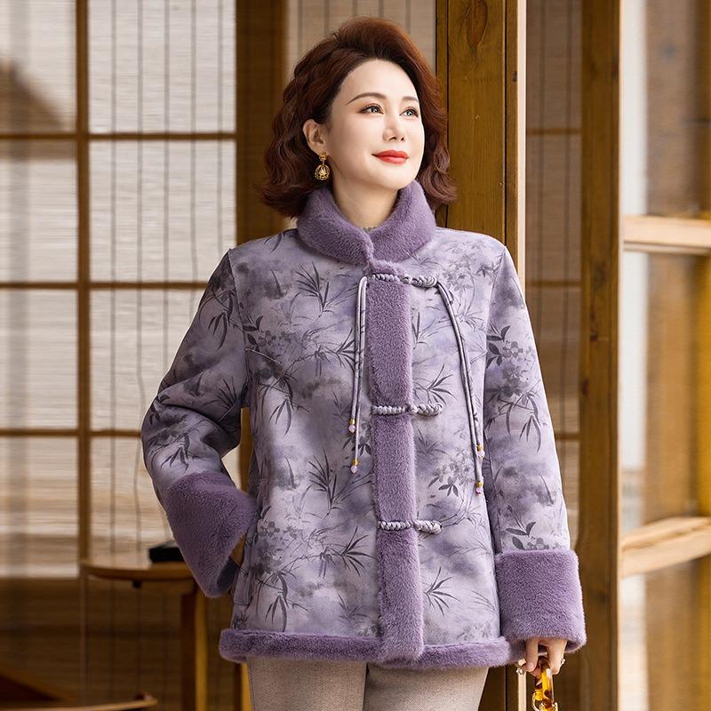 Winter Mother's Top Fleece Thickened Warm Jacket Medium and Old Women's Imitation Mink Fleece Coat Winter