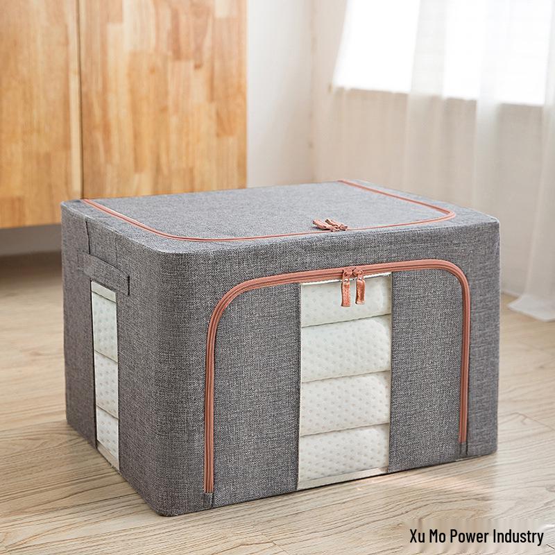 Clothes and Quilt Storage Box - Foldable Cotton & Linen Wardrobe Organizer