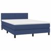 Maison Exclusive - Bed Slat Base with Mattress Blue 140x200 Cm Fabric