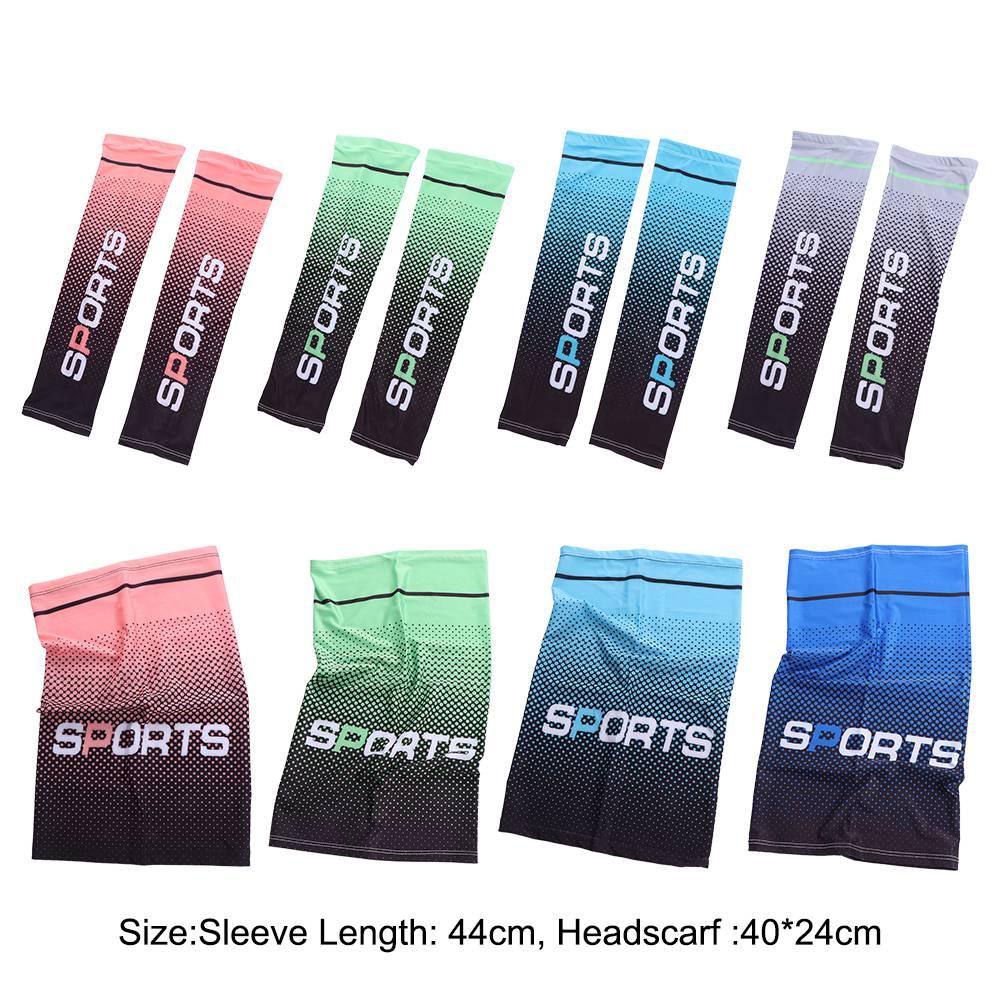 Men Women Cycling Arm Sleeves Sunscreen Headscarf Sports Cooling Sleeves UV Protection Ice Sleeves