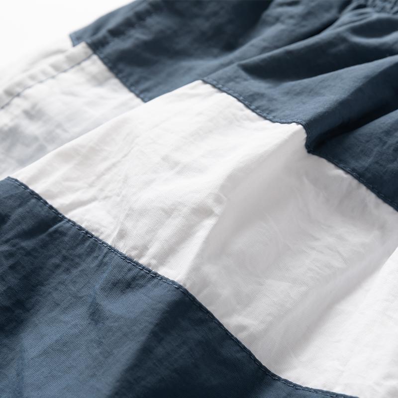 Men's Blue White Stripe Casual Shorts – Elastic Drawstring Waist Nylon Shorts for Summer Daily & Streetwear