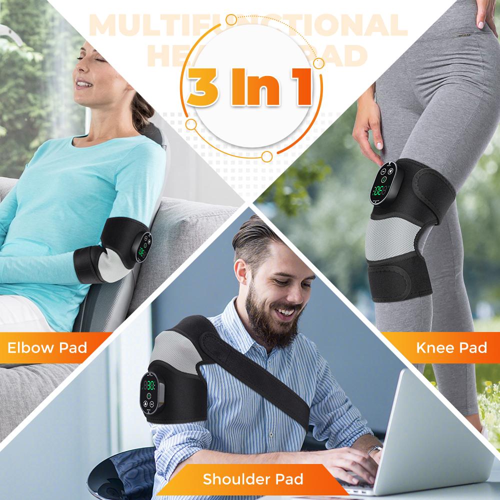 3 In 1 Cordless Thermal Knee Pad Knee Shoulder Massager Vibration Leg Arm Joint Brace Muscle Relax Joint Brace Muscle Relaxation