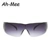 Protective Glasses Punk Sunglasses One Piece Rimless Sun Glasses Women Men 2000's Riding Sport Wrap Around Shades Eyewear UV400