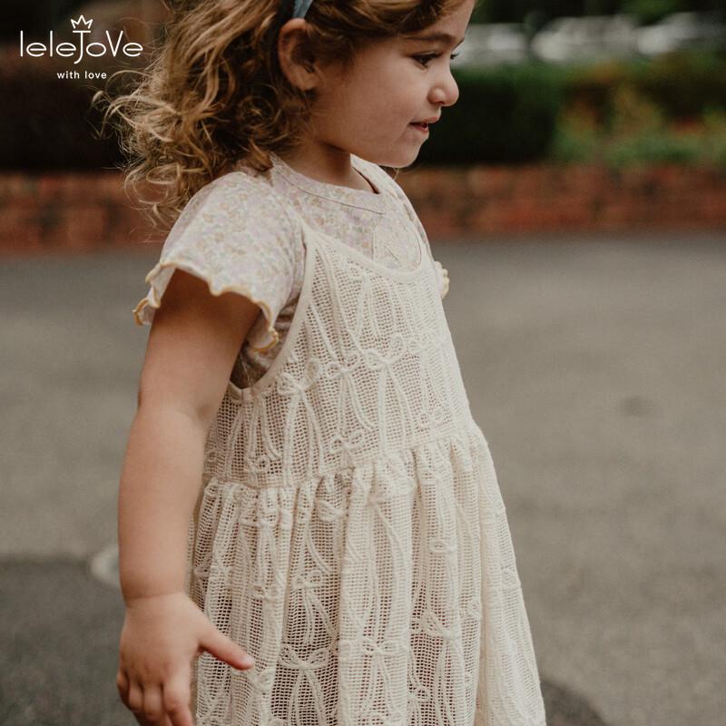 LELE JOVE Girls' French Elegant Hollow Strap Dress