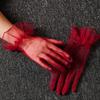 Fashion Elegant Sheer Lace Tulle Gloves Ultra Thin Stretchy Soft Full Finger Mesh Wrist Wedding Party Event Women's Accessories