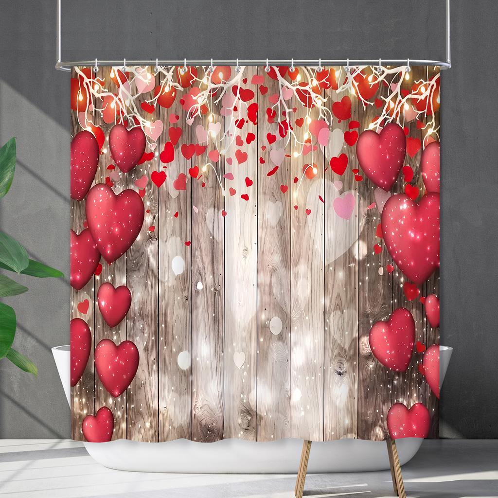 Bathroom Waterproof Curtain Digital Printing Valentine'S Day Love Shower Curtain Free Punching Toilet Partition Curtain Shower Cloth