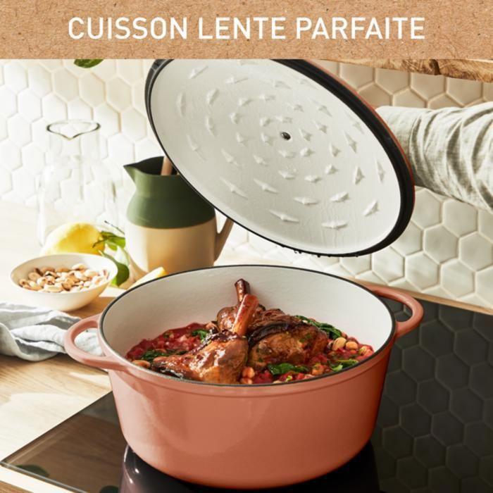 Tefal cocotte en fonte terracotta 29 cm, induction + four, robuste, eco-design, ebook de recettes saines inclus, lov e2600504