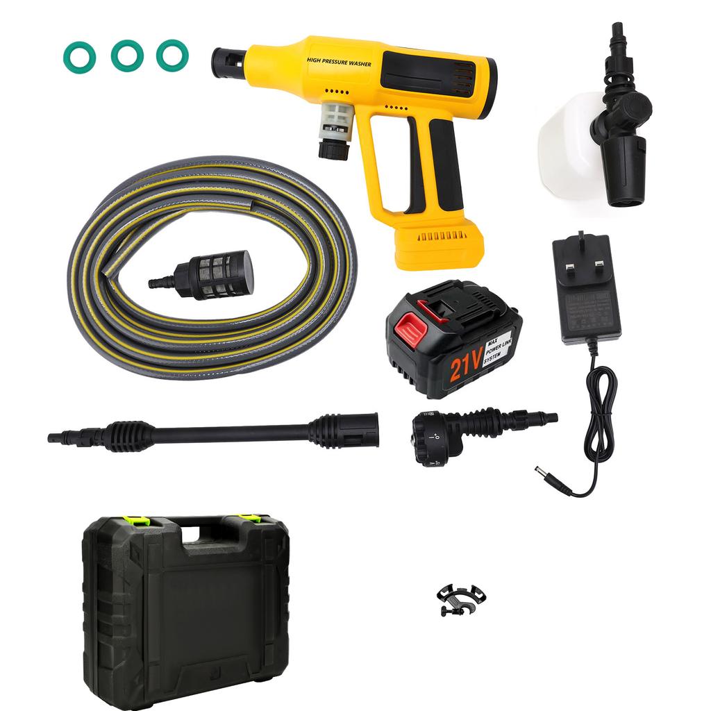 1000PSI Cordless Pressure Washer Brushless with 21V 4.0AH Battery Charger 6 In 1 Nozzle 5m