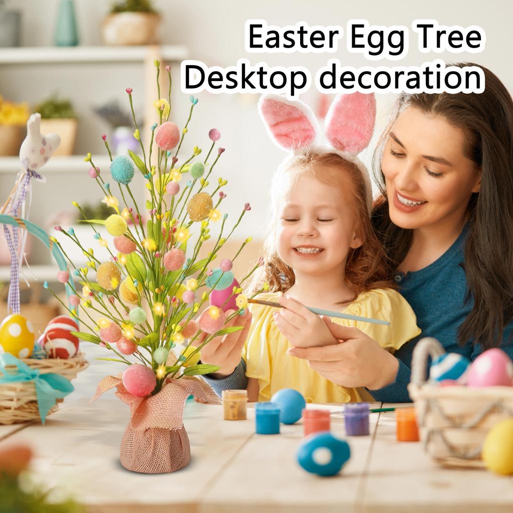 Künstlicher 18 Zoll Vorbeleuchteter Ostereierbaum Tischdeko Mit Zarten Ornamenten