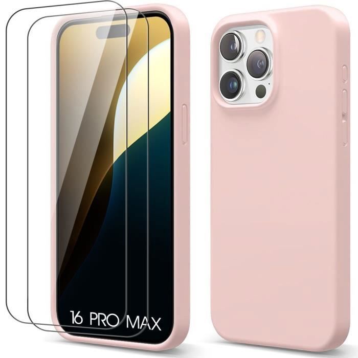 Coque de protection pour téléphone - booling - iphone 16 pro max - silicone doux - ultra slim - rose