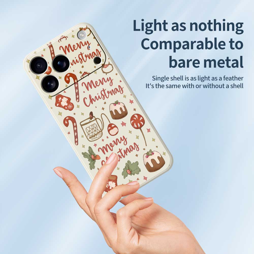 For iPhone 17 Pro Case Merry Christmas Pattern Printing Straight Edge TPU Phone Back Cover
