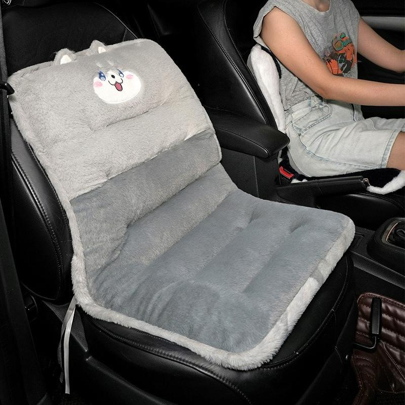 Car Seat Cushion Winter Cute Plush Car Interior Cushion Female Winter Thickened Warm Backrest Integrated Cushion