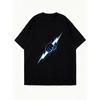 Oversized T Shirt Black Fist Holding Lightning Bolt Graphic Print Casual Streetwear Top For Women Summer Fashion