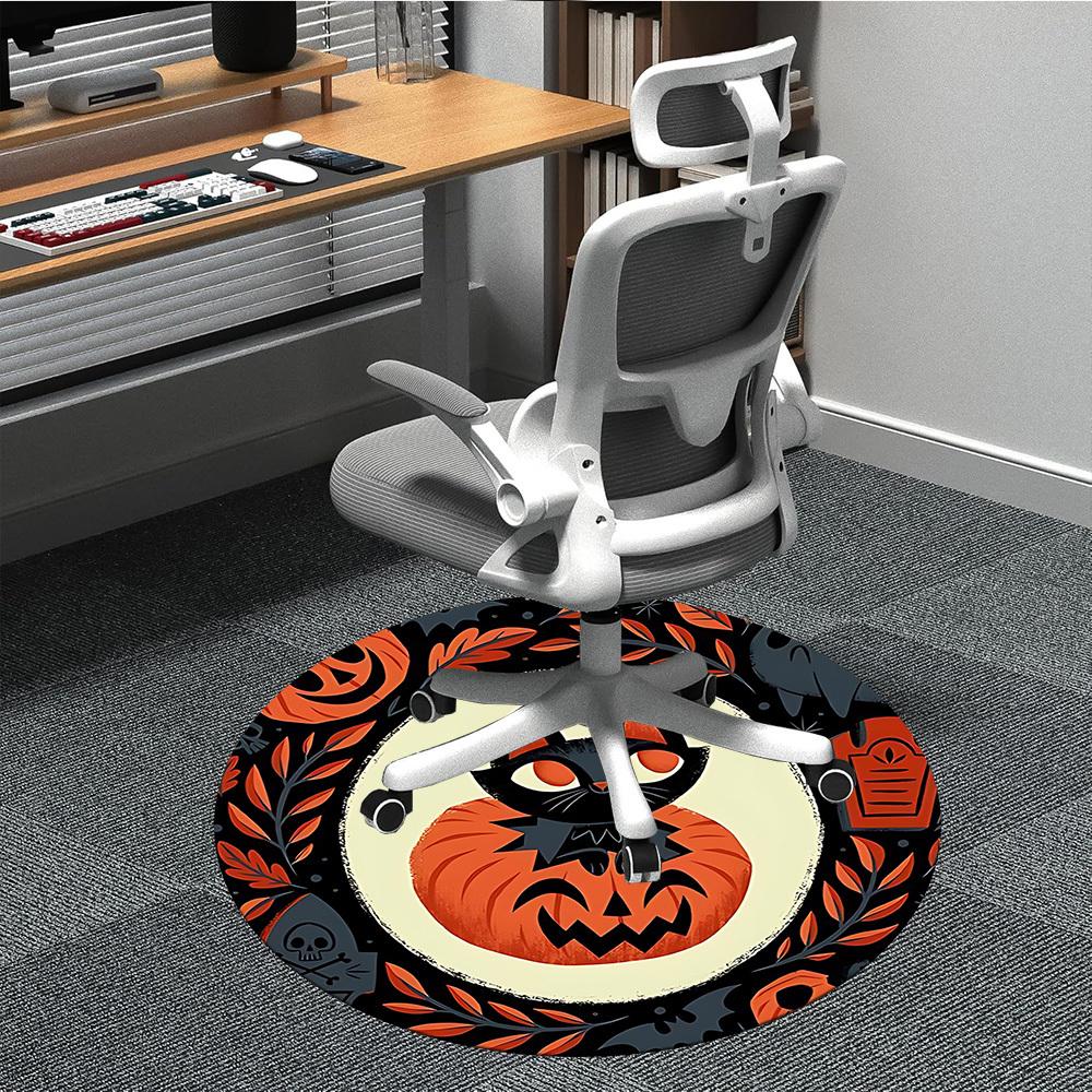 

1PC Halloween Pumpkin Office Round Rug, Non slip, Soft and Durable Office Rug for Interior Decoration, Perfect for Office 80cm