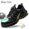 Mens Steel Toe Work Sneakers, Black, Anti-smash, Breathable, Slip Resistant, Indestructible Construction Safety Shoes Work Boots