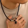 Glass beaded necklace versatile niche high-end sense simple personality collarbone chain accessories