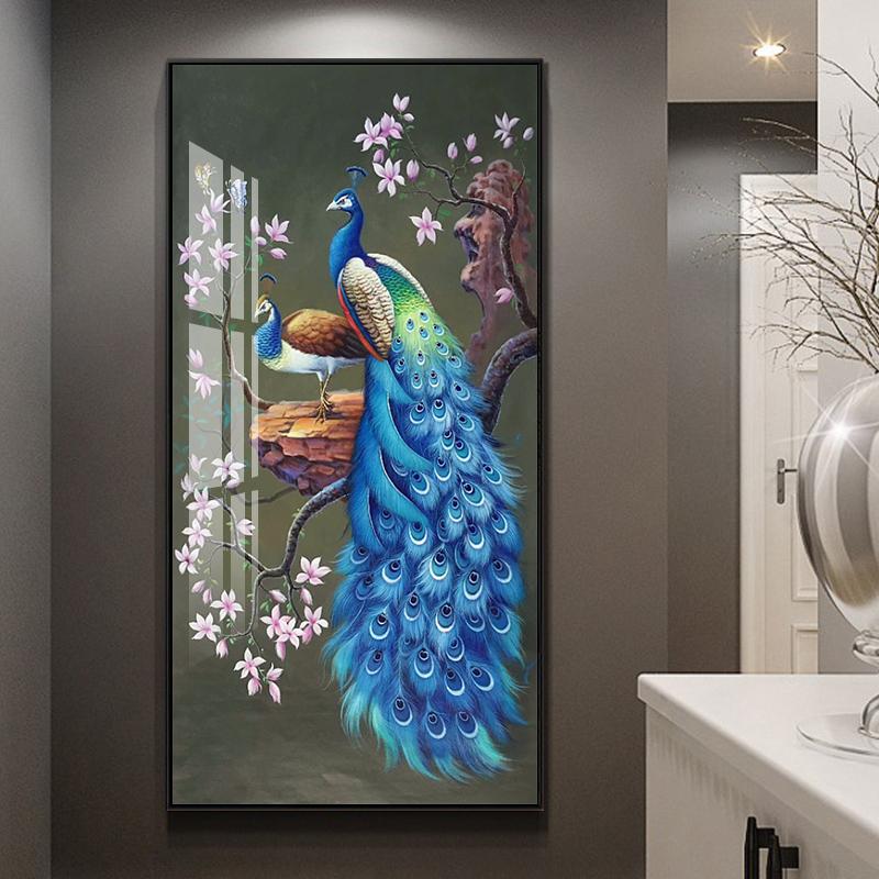 Golden Peacock Butterfly Flower Feather Bird Canvas Painting Animal Posters and Prints Wall Art Picture for Living Room Decor