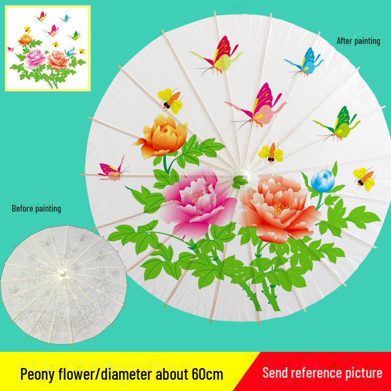 DIY Handbemaltes Weißes Ölpapier Schirm-Set für Kinder - Bastelprojekt im antiken Stil für den Kindergarten