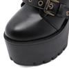 Fashion New Sexy Chain Women Leather Autumn Boots Block Heel Gothic Black Punk Style Platform Shoes Female Footwear High Quality
