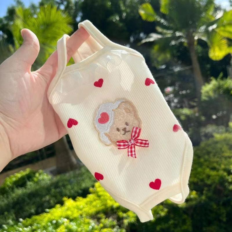 

Pet cat dog spring and summer four-legged belly vest knitted thin teddy bear anti-cold dog clothes XL chest 50 back 40 about 10-6.5 kg