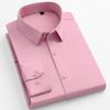 Classic Solid Men's Four Seasons Regular Fit Long-sleeved Dress Shirt, Business Formal Style, Slight Stretch Comfortable Modal