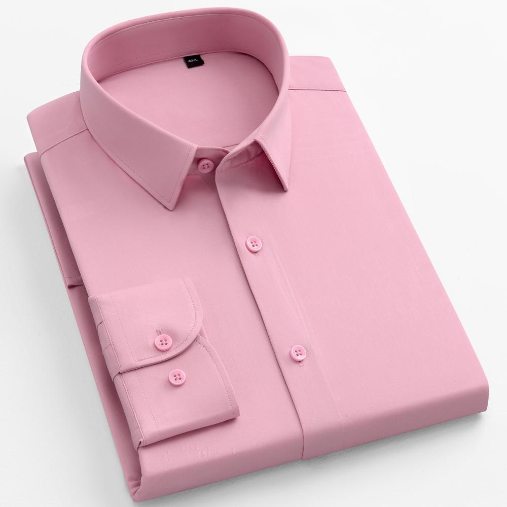 

Классическая однотонная мужская классическая рубашка обычного кроя с длинными рукавами Four Seasons, деловой формальный стиль, легкий эластичный удобный модал 44 легкие лосось розовый