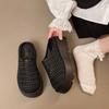 New Mesh Bag Head Half Slippers Women's 2025 Summer Muffin Bottom Cool Slippers Medium Heel Thick Sole One Pedal Cool Slippers