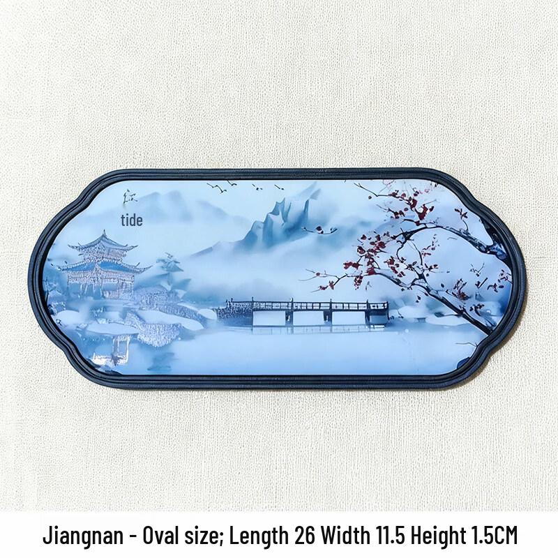 Chinese Style Floral Absorbent Ceramic Tea Tray