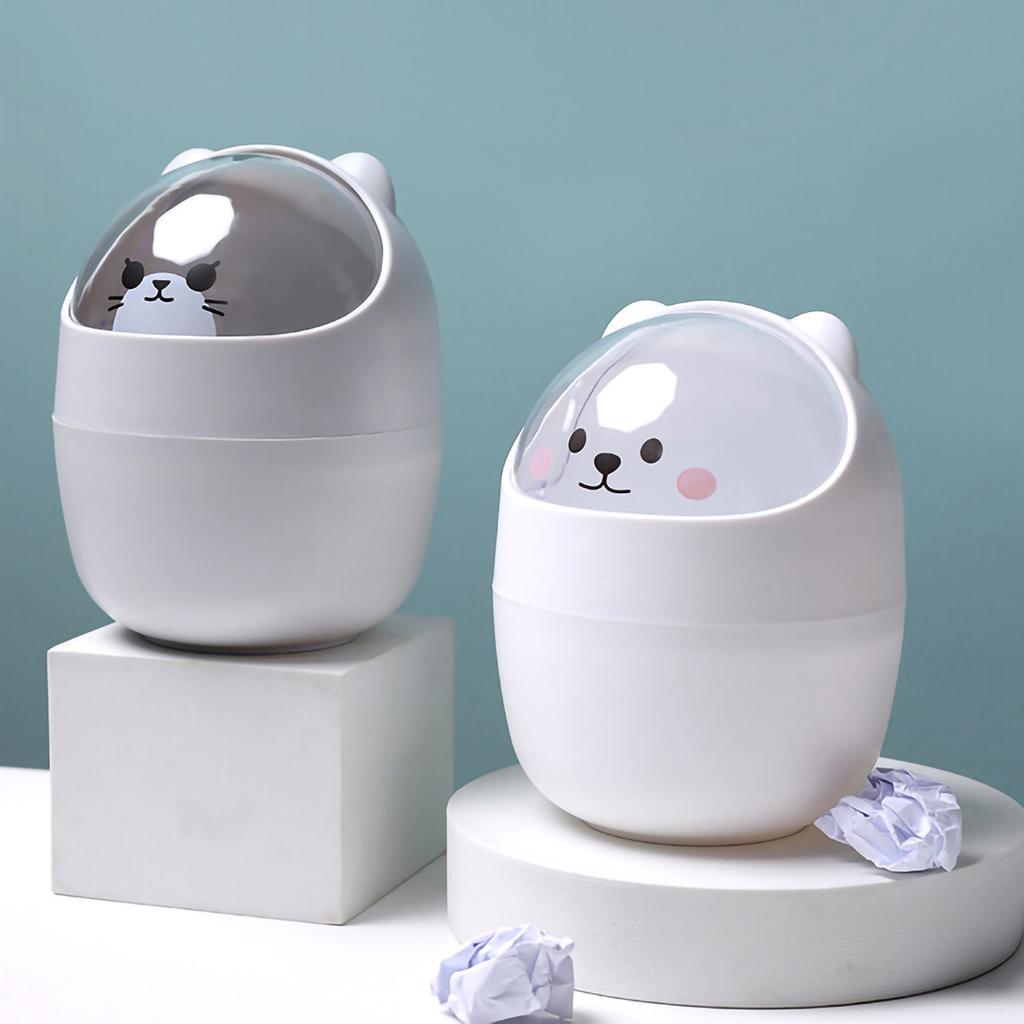 ZK50 Mini Desktop Trash Can Cute Appearance Large Opening Desk Plastic Garbage Can Detachable Waste Basket with Lid