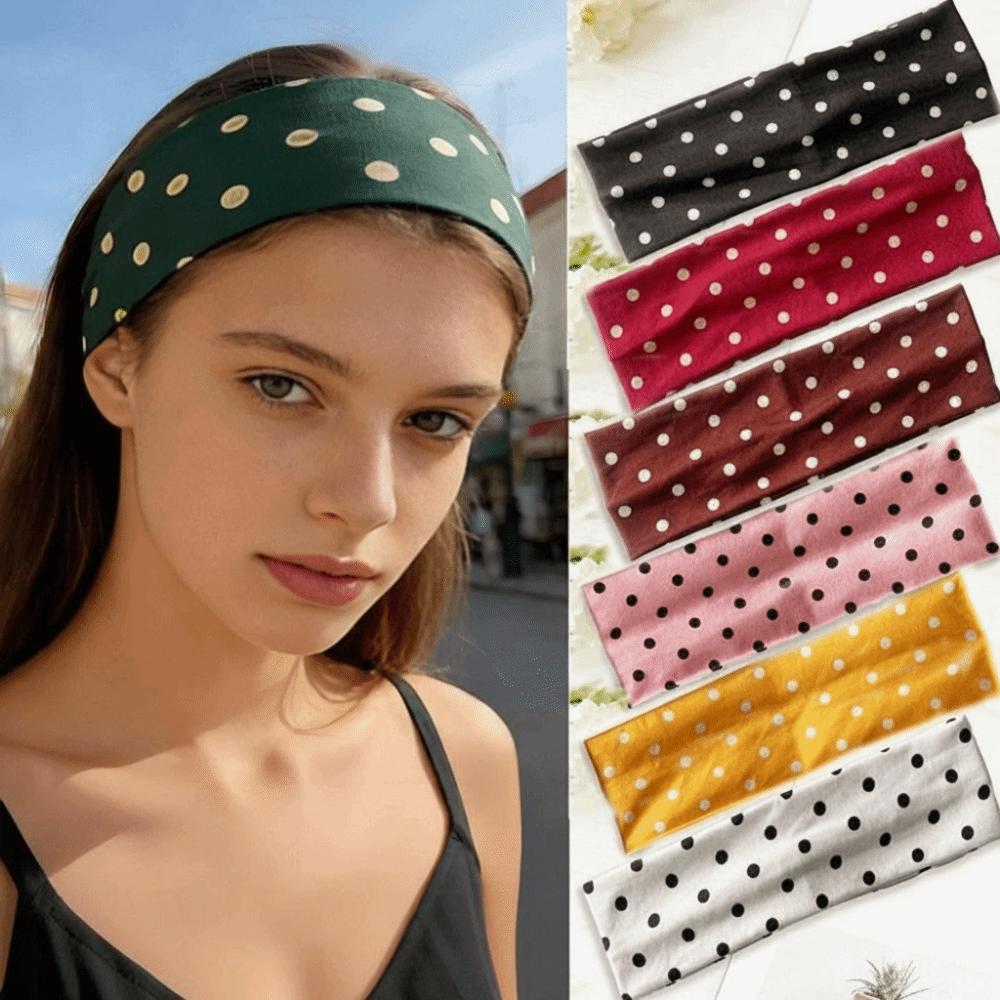 Elastic Polka Dot Headband Stretch Wide Headband Hair Hoop Yoga Elastic Hair Band  Photo Props