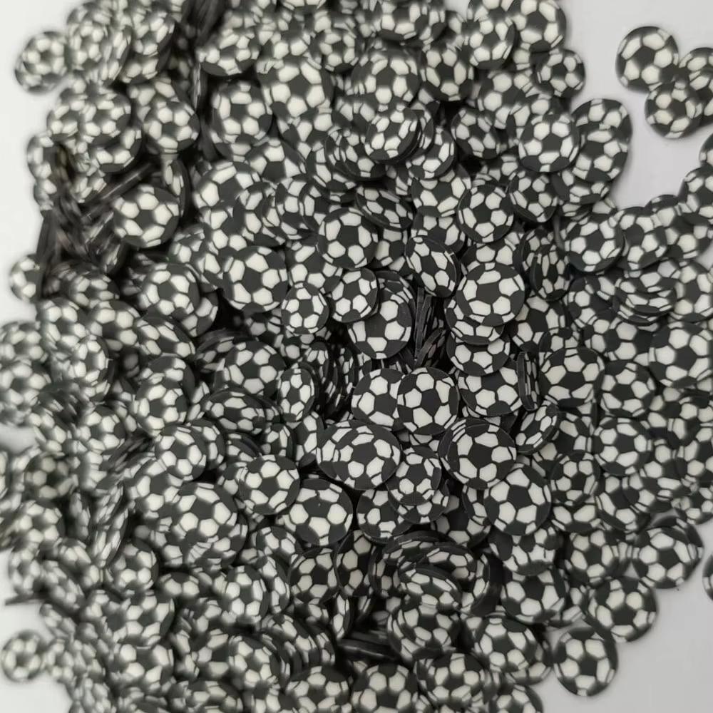 500g 5-10mm Football Pattern Polymer Clay Slices Bulk Pack Football Polymer Clay Pieces Slime Filling DIY Crafts 500G/BAG