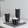 Black and White Stripe Ceramic Vase Flower Pots Decorative Flower Arrangement Desk Decoration Ornaments Crafts Floral Vases