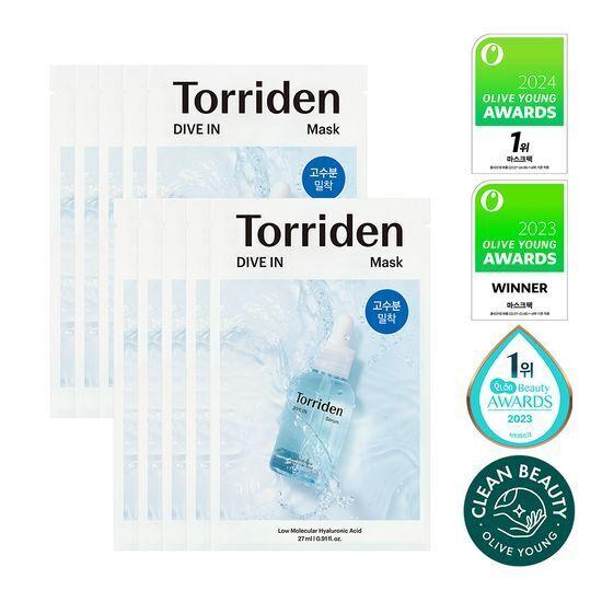 

Toriden Mask 10-Sheet Package (3 Types) (Moisturizing/Soothing/Brightening) Dive-in Hyaluronic Acid Mask 10 Sheets (Moisture)