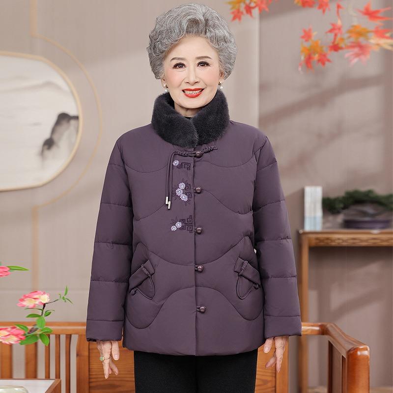 

Down jacket women s winter white duck down jacket old lady warm clothes cold top 5XL [recommended 150-80kg] темно-фиолетового