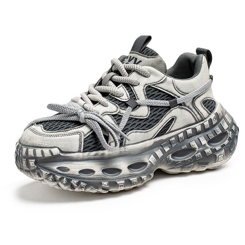 Men's shoes new trend summer breathable mesh dad shoes thick sole heightening travel running shoes casual sports shoes