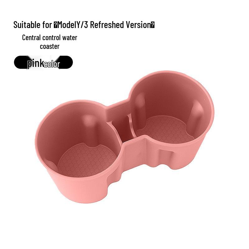 Tesla Car Center Console Silicone Coaster & Wireless Charger Cup Holder Storage Box