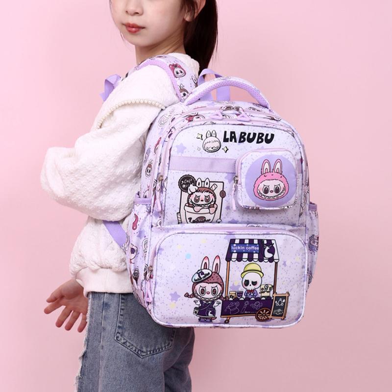LABUBU Školní taška Školní batoh Lehký Snížení zátěže Ochrana zad a Velkokapacitní Dětský školní batoh pro 1.-6. třídu