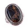 Natural Black Copper Turquoise 925 Solid Sterling Silver Jewelry Ring S.7.5 a6m23