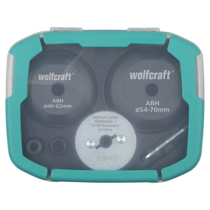 Set d'aide au forage - Wolfcraft - 3 pièces - Ø 35-70 mm - Corps en plastique - Aide à l'insertion