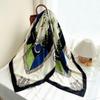 Silk Scarf Women Large Shawls Flower Print Stoles Square Bandana Luxury Kerchief Scarf Female Foulards 130CM