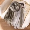 Wool Scarf Women's Border Herringbone Jacquard Wool Silk Scarf Thin High End Air Conditioned Room Shawl