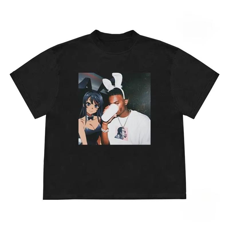 

2025 Summer Short Sleeve Tee Hip Hop Street Playboicarti Sakurajima Mai II Dimensional Short Sleeve TShirt Anime Clothes Tops 4XL