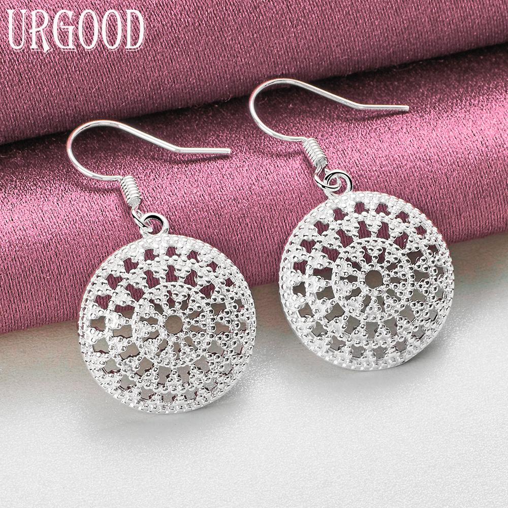 925 Sterling Silber Mode Runde Anhänger Ohrringe Hochzeitsschmuck