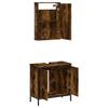 2 Piece Bathroom Furniture Set Smoked Oak Wood Based Material