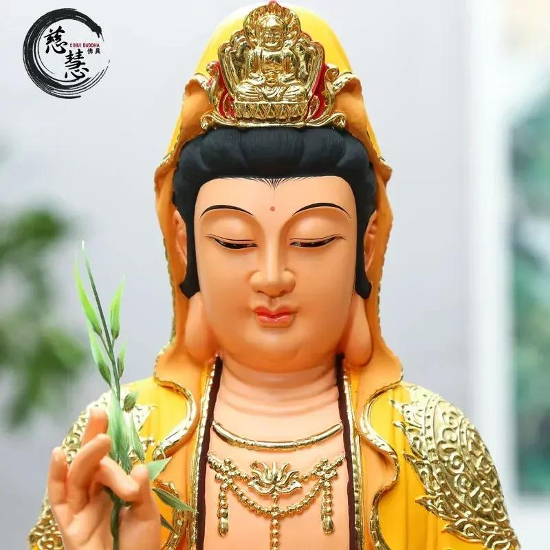 12 inch resin Buddha statue, 30cm colorful Guanyin statue decoration, praying and offering in the Buddha hall