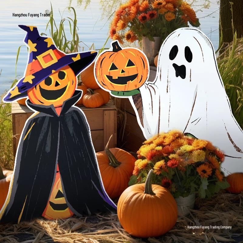 Halloween Pumpkin Theme Decorations for Shop and Bar Entrances - Background Photo Props