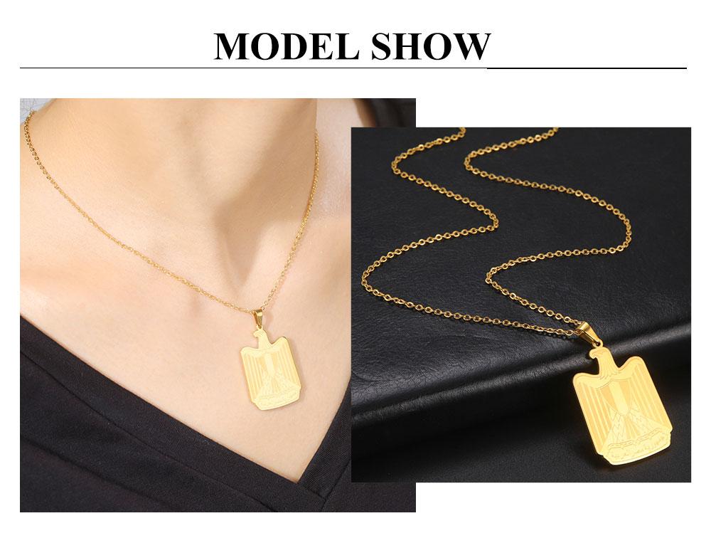 Cazador Flag of Egypt Pendant Necklace for Women Men Stainless Steel 2026 Eagle Jewelry Birthday Anniversary Gift Wholesale New